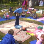 This is an image of an acroyoga flying pose