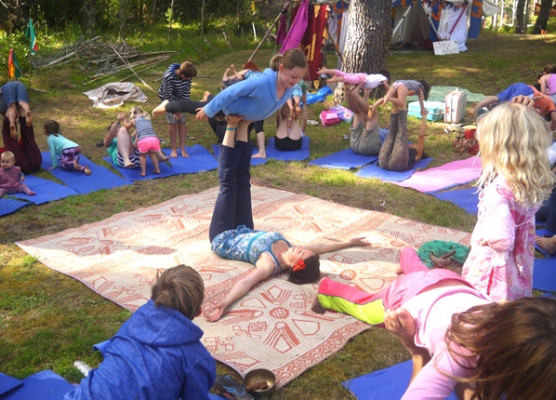 This is an image of an acroyoga flying pose
